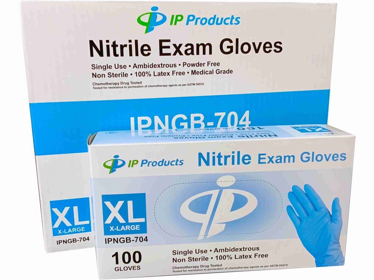 XL Blue Nitrile Exam Gloves Powder-Free Latex-Free 100pk